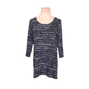Pure Jill blue printed 3/4 sleeves boat neck top size SP
